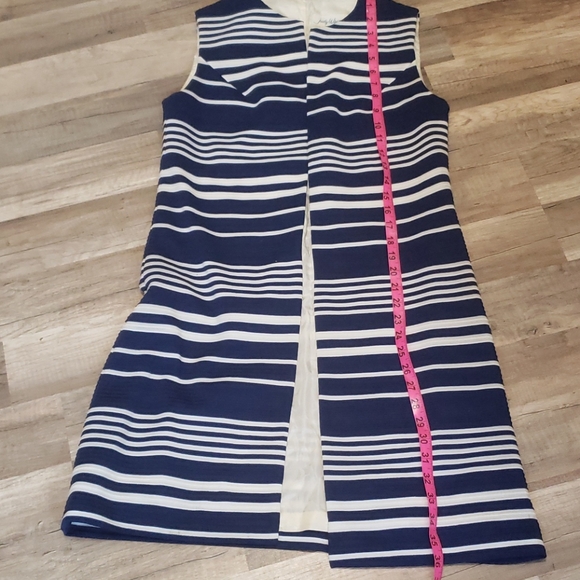 vintage Striped blue sleeveless Long vest - Picture 6 of 13